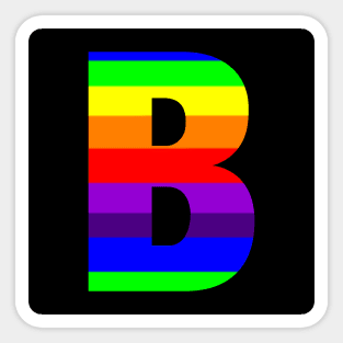 The Letter B in Rainbow Stripes Sticker